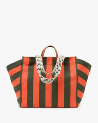 Clare V. La Cote Tote - Canvas Stripe in Army/Brt Poppy 1 - Bliss Boutiques
