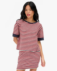 Clare V. Le Bateau Tee - Stripe in Nvy/Cry Red/Crm 1 - Bliss Boutiques