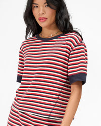 Clare V. Le Bateau Tee - Stripe in Nvy/Cry Red/Crm 2 - Bliss Boutiques