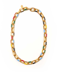 Clare V. Le Link Necklace in Vintage Gold/Multi 