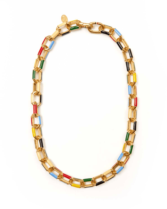 Clare V. Le Link Necklace in Vintage Gold/Multi 