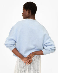 Clare V. Les Sardines Oversized Sweatshirt in Heather Blue 3 - Bliss Boutiques