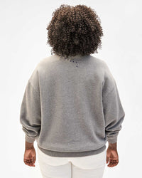 Clare V. Liberez Les Sardines Oversized Sweatshirt in Grey Melange w/ Navy 