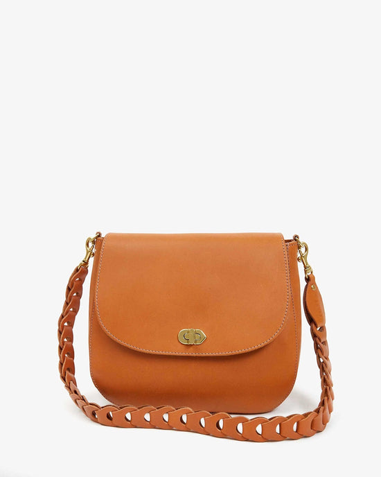 Clare V. Link Shoulder Strap in Cuoio Veg 