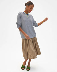 Clare V. L/S T - C/L Mini Stripe in Navy/Cream 2 - Bliss Boutiques