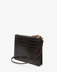 Clare V. Margot Double Sac Bretelle in Kalamata Croco 