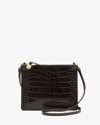 Clare V. Margot Double Sac Bretelle in Kalamata Croco 