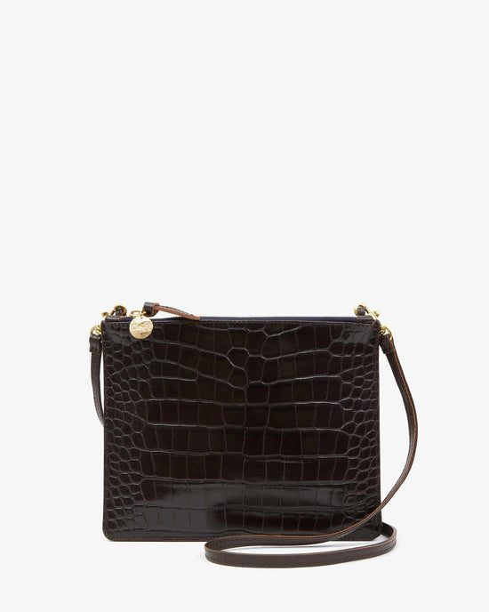 Clare V. Margot Double Sac Bretelle in Kalamata Croco 