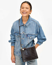 Clare V. Margot Double Sac Bretelle in Kalamata Croco 