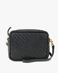 Clare V. Midi Sac in Black Woven Zig-Zag 