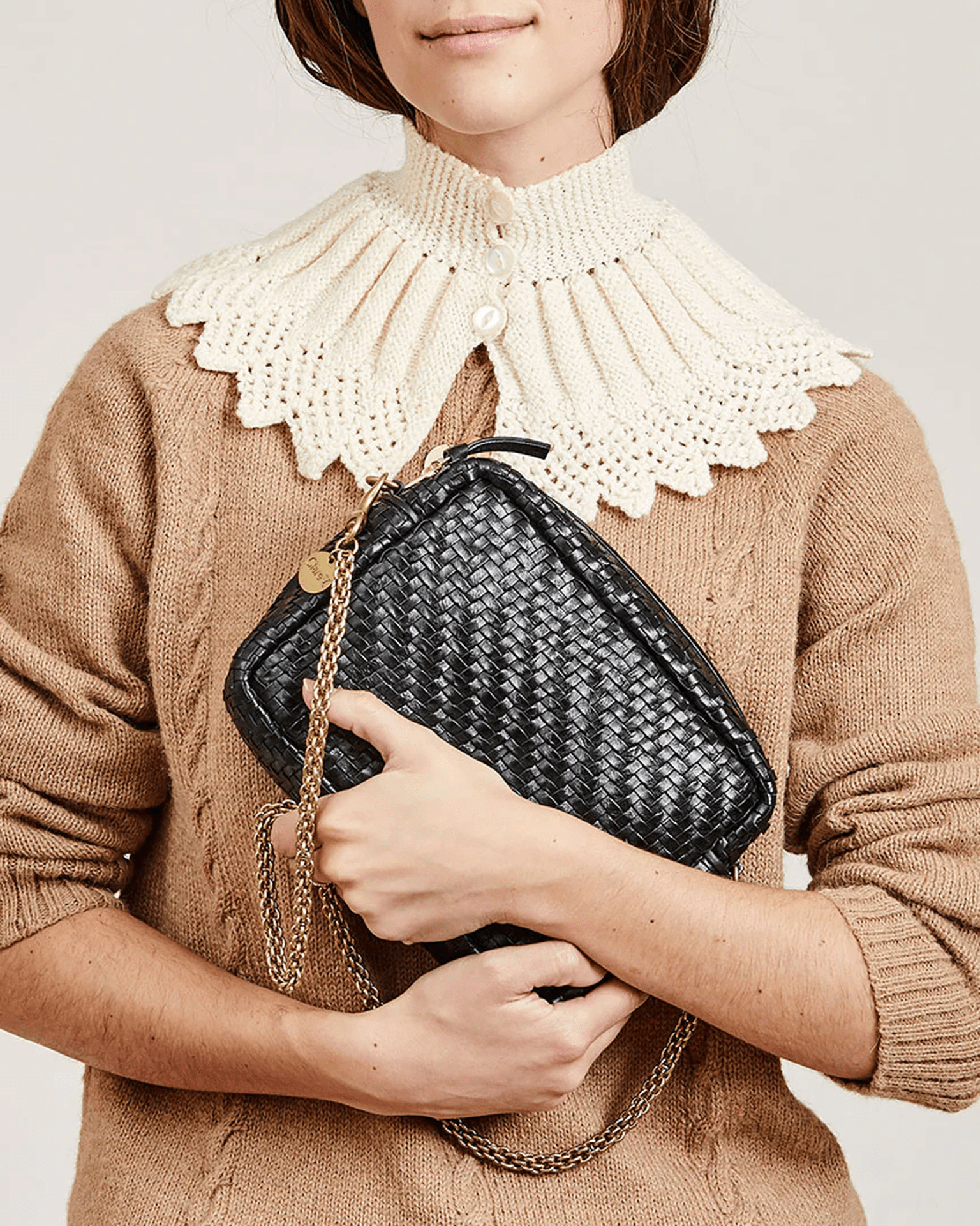 ●RAIVE● Posh Large in Black UA4SA040-10 Clare V. Midi Sac in Black Woven Zig-Zag - Bliss Boutiques