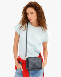 Clare V. Midi Sac w/ Pocket - Medium Woven Diagonal in Twilight 3 - Bliss Boutiques