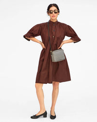 Clare V. Midi Sac - Woven Checker in Black/Cream 2 - Bliss Boutiques
