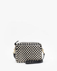 Clare V. Midi Sac - Woven Checker in Black/Cream 1 - Bliss Boutiques