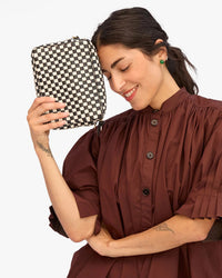 Clare V. Midi Sac - Woven Checker in Black/Cream 3 - Bliss Boutiques