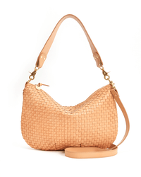 Clare V. Moyen Messenger in Bisque Woven Checker 