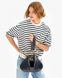 Clare V. Moyen Messenger - Medium Woven Diagonal in Twilight 4 - Bliss Boutiques