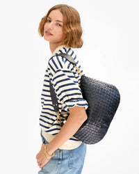 Clare V. Moyen Messenger - Medium Woven Diagonal in Twilight 2 - Bliss Boutiques