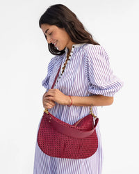 Clare V. Moyen Messenger - Rattan in Plummy 4 - Bliss Boutiques