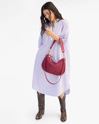Clare V. Moyen Messenger - Rattan in Plummy 3 - Bliss Boutiques