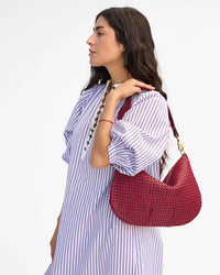 Clare V. Moyen Messenger - Rattan in Plummy 2 - Bliss Boutiques