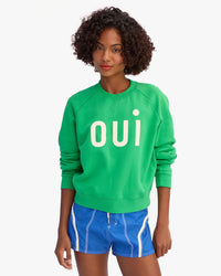 Clare V. Oui Le Court Sweatshirt in Green 1 - Bliss Boutiques