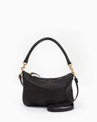 Clare V. Petit Moyen Messenger in Black Italian Nappa 