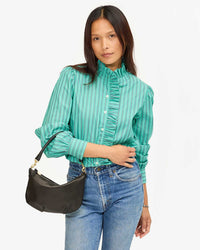 Clare V. Petit Moyen Messenger in Black Italian Nappa 
