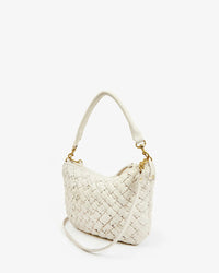 Clare V. Petit Moyen Messenger in Cream Puffy Woven 