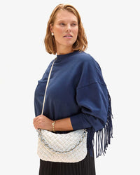 Clare V. Petit Moyen Messenger in Cream Puffy Woven 