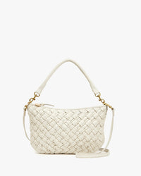 Clare V. Petit Moyen Messenger in Cream Puffy Woven 