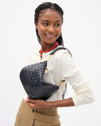 Clare V. Petit Moyen Messenger-Medium Woven Diagonal in Twilight 2 - Bliss Boutiques
