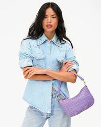 Clare V. Petit Moyen Msngr - Med Wvn Diagonal in Jacaranda 2 - Bliss Boutiques