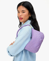Clare V. Petit Moyen Msngr - Med Wvn Diagonal in Jacaranda 4 - Bliss Boutiques