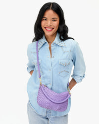 Clare V. Petit Moyen Msngr - Med Wvn Diagonal in Jacaranda 3 - Bliss Boutiques