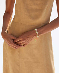 Clare V. Petit Pearl Beaded Bracelet in Cream/Coral 