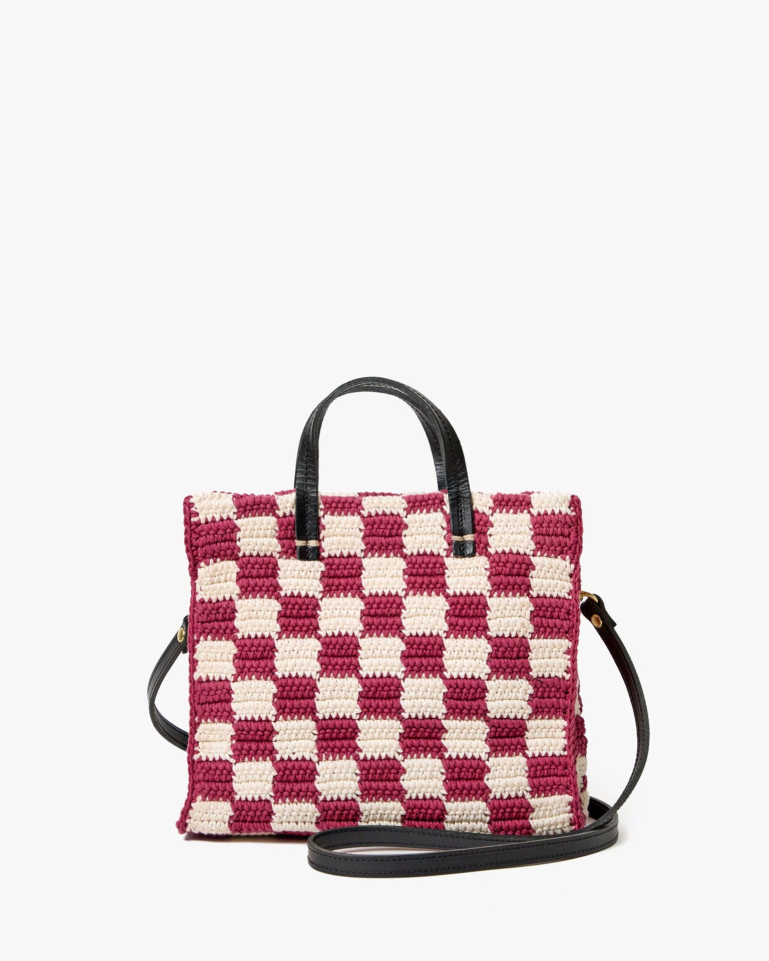 Petit Summer Simple Tote - Mini Crochet Checker in Plummy/Cream