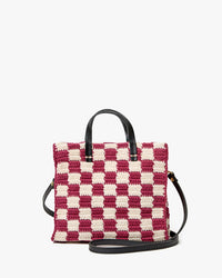 Clare V. Petit Summer Simple Tote - Mini Crochet Checker in Plummy/Cream 1 - Bliss Boutiques