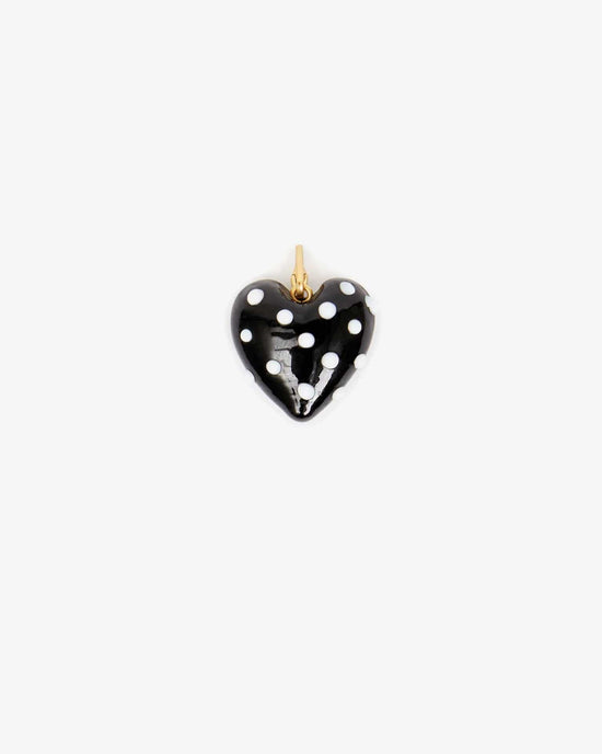 Clare V. Polka Dot Heart Charm in Black 