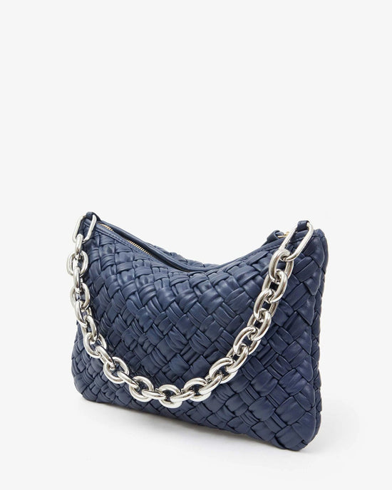 Clare V. Puffy Woven Flat Clutch w/ Tabs in Bright Navy 