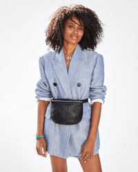 Clare V. Accessories Black Rattan Fanny Pack in Black