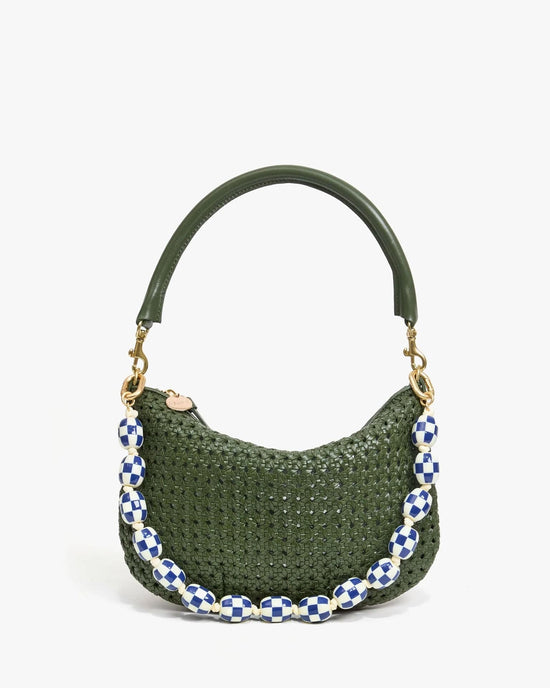 Clare V. Accessories Blue/Cream Shortie Strap in Blue/Cream Checker