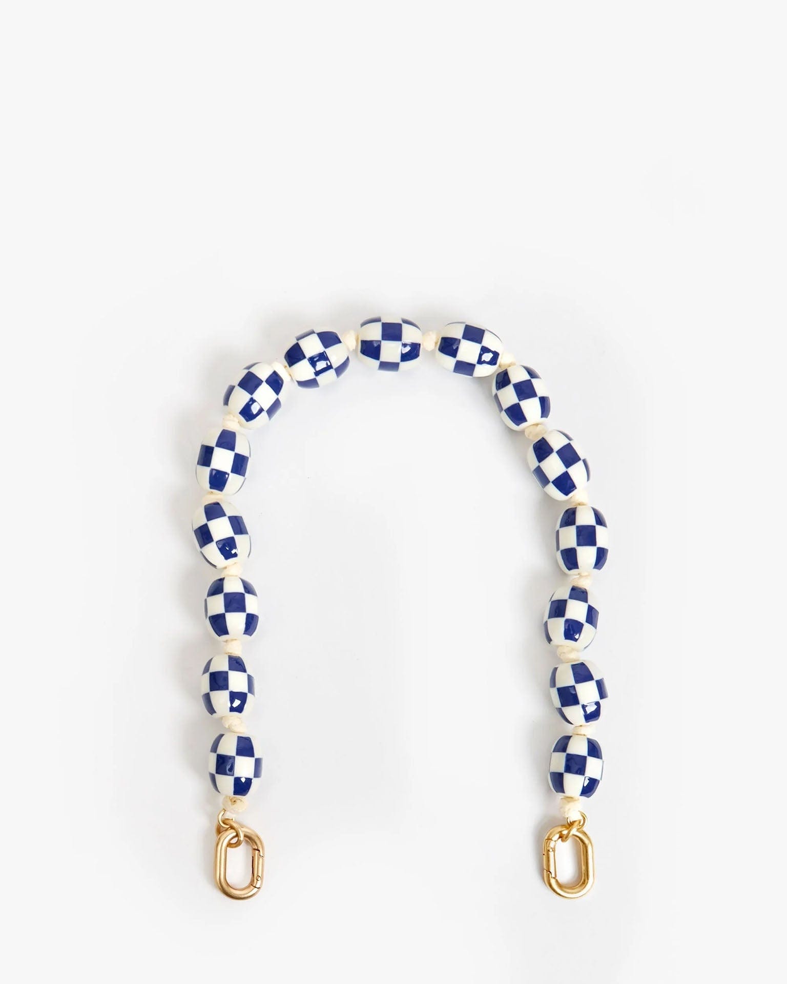 Shortie Strap in Blue/Cream Checker