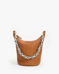 Clare V. Shortie Strap in Cream/Black Checker 