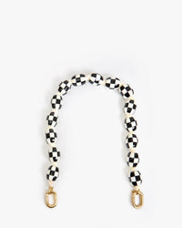 Clare V. Shortie Strap in Cream/Black Checker 