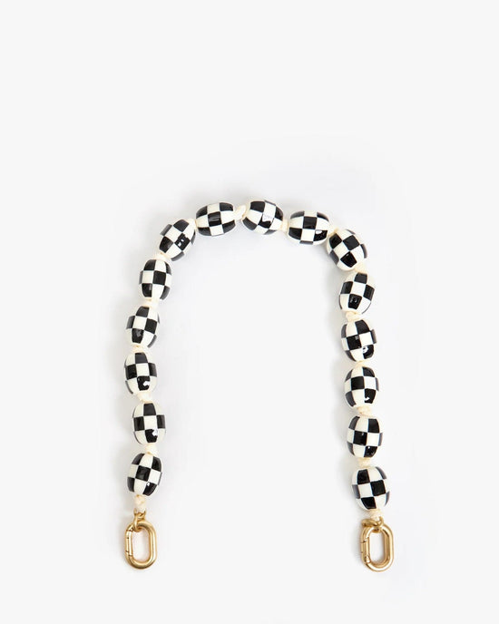Clare V. Shortie Strap in Cream/Black Checker 