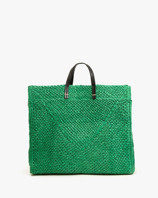 Clare V. Summer Simple Tote in Green Apple Raffia 