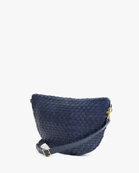 Clare V. Woven Checker Grande Fanny in Bleu Marine 