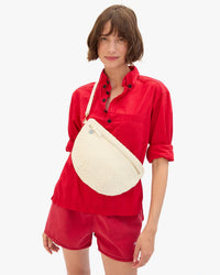 Clare V. Woven Checker Grande Fanny in Cream 2 - Bliss Boutiques