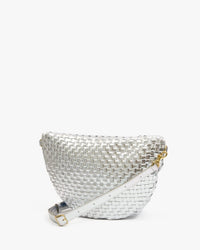 Clare V. Woven Checker Grande Fanny in Silver Specchio 